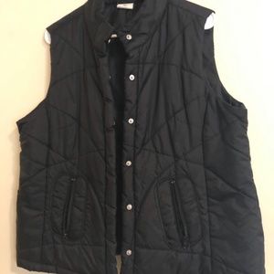 Black Button Front Winter Vest